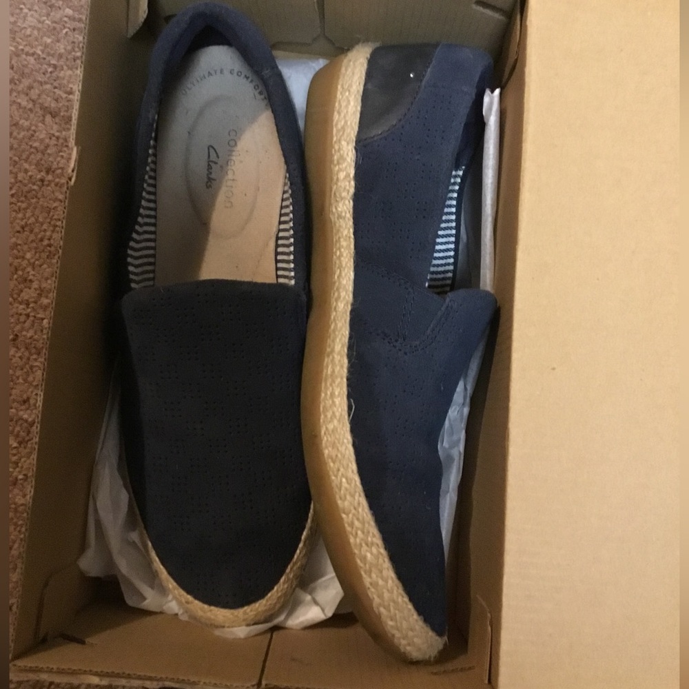 Clarks Danelly Rae Navy Suede Slip Ons